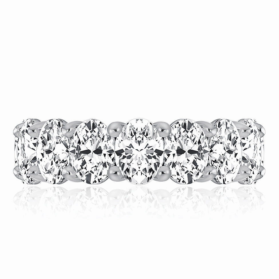 A. Jaffe Oval Diamond Eternity Ring in White Gold Luxury Touch Celebration Jewelry
