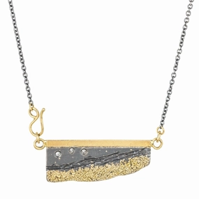 Strata Necklace - 22k/18k Gold, Oxidized Silver   Reclaimed Diamonds Delicate Pair Subtle Charm