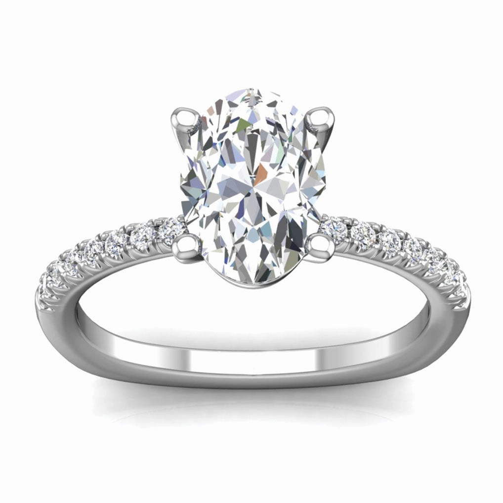 Beautiful Token Trendy Accent Oval Diamond Engagement Ring Setting in White Gold