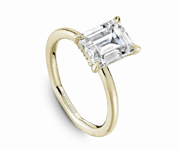 Noam Carver Emerald Center Hidden Halo Diamond Engagement Ring Setting in 14K Yellow/White Gold (.08ctw) Branded Decoration