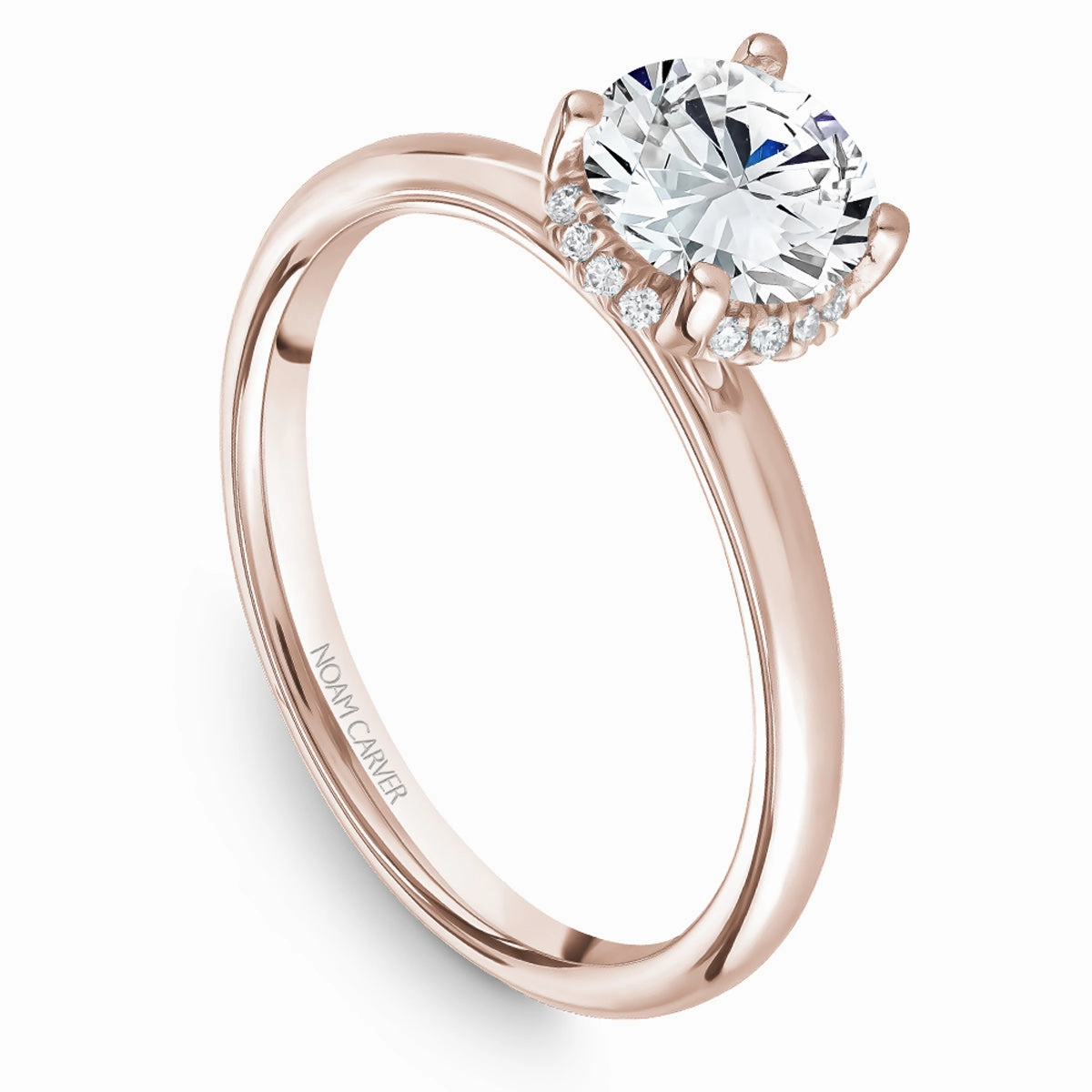 Excellent Style Hypoallergenic Ornament Noam Carver Hidden Halo Engagement Ring Setting in Rose Gold