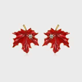 Durable Adornment Red Maple Leaf Earrings