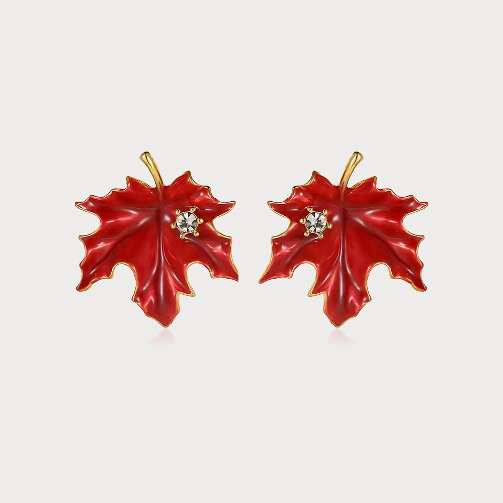 Durable Adornment Red Maple Leaf Earrings