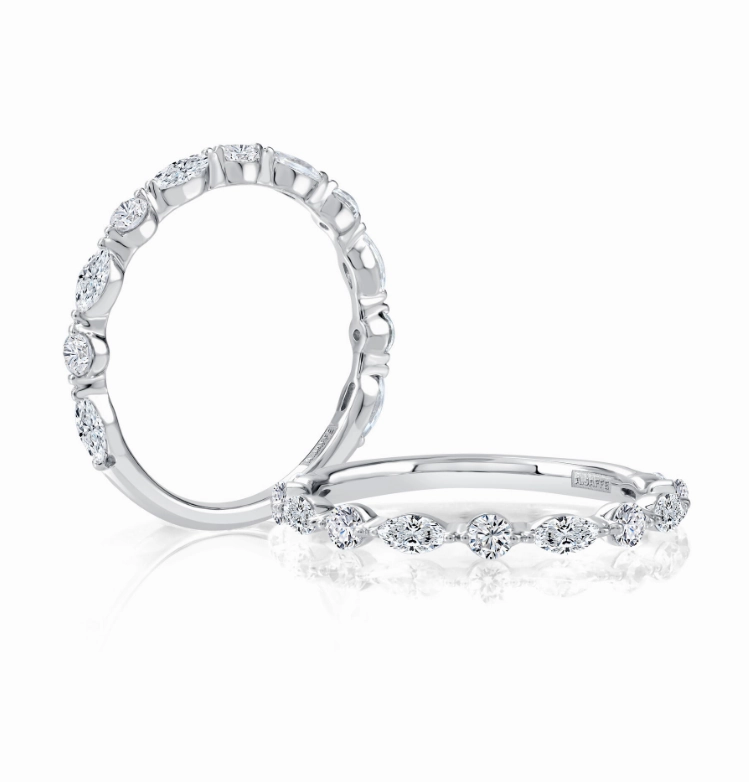 Elegant Movement A. JAFFE Half Anniversary Diamond Wedding Ring in 14K White Gold (0.42ctw)