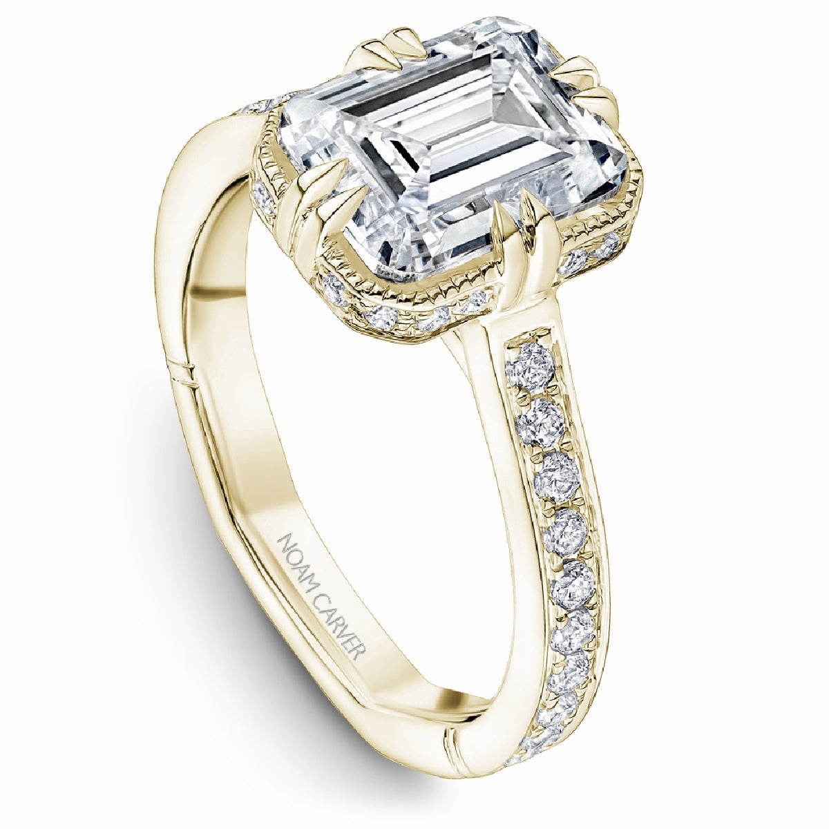 Noam Carver Atelier Modern Halo Diamond Engagement Ring Setting in Yellow Gold Fashion Forward Customizable item