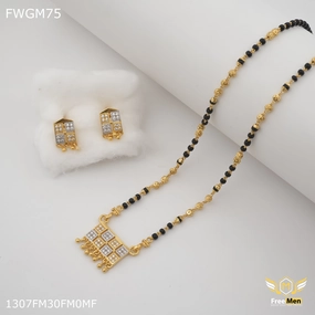 Freemen 1MG one line AD mangalsutra with earrings for women - FWGM75 Distinct Edge Unique Accessories