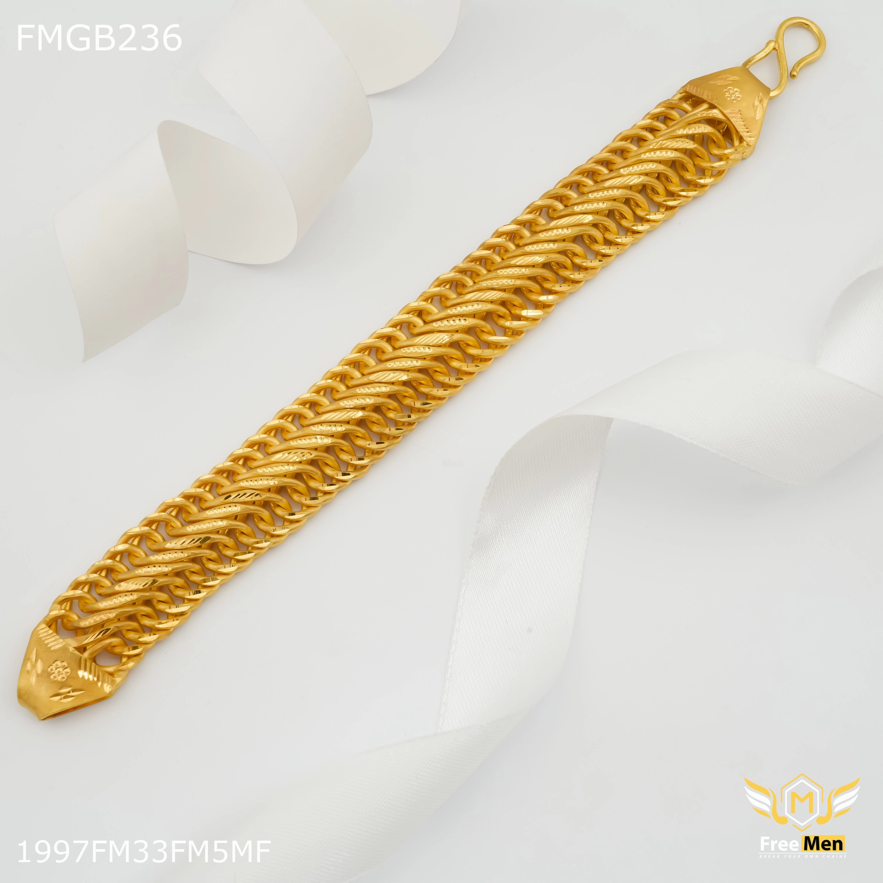 Shaped Precision Freemen Broad Atta Bracelet for Men - FMGB236