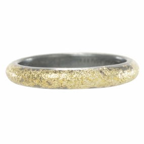 Bold Option Fresh Style Dusted Half Round Band - 22k Gold, Oxidized Silver