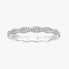 Woven Twisted Ribbon Pav?? Eternity Wedding Ring Unique Symbol