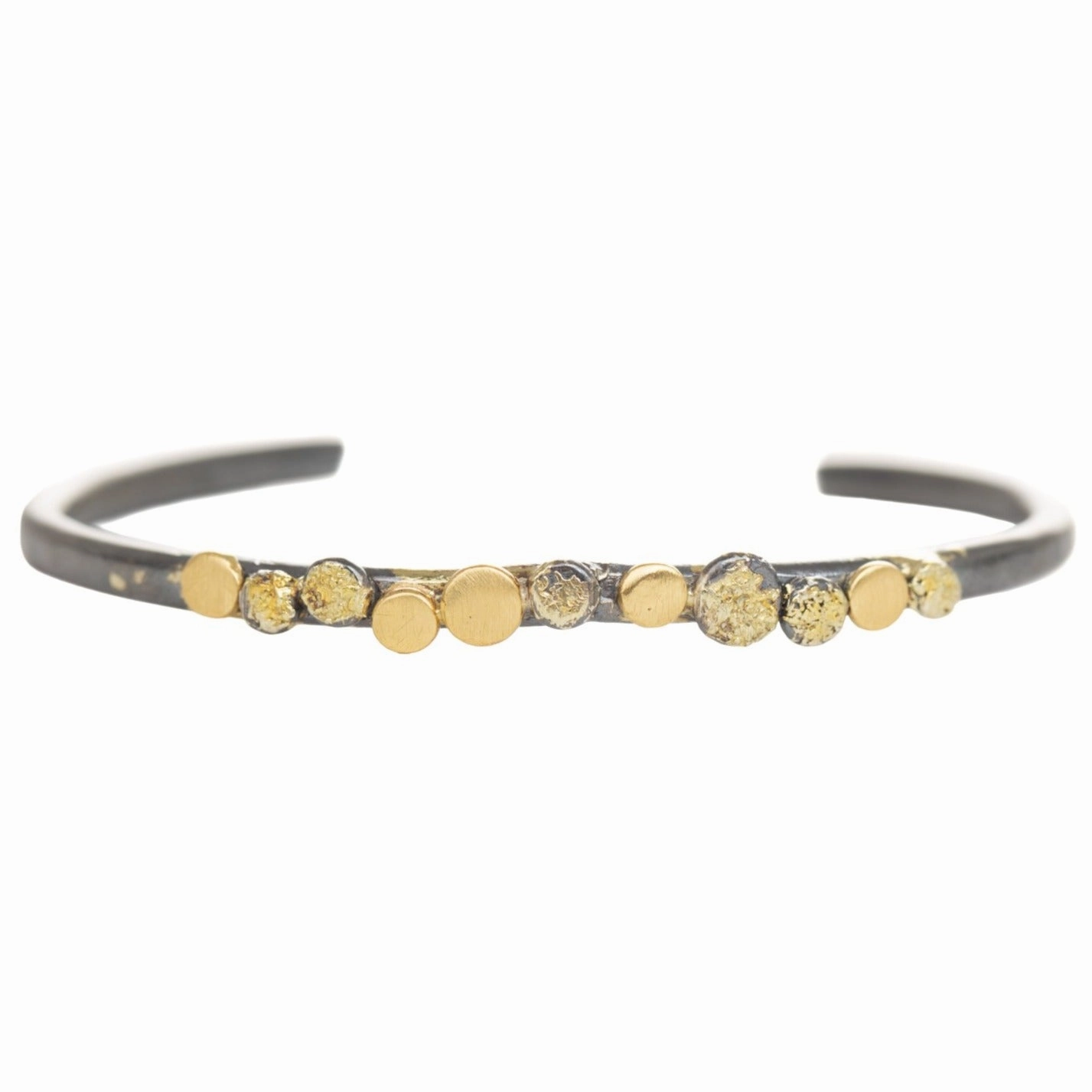 In Bloom Stacking Skinny Cuff - 22k Gold Dust, 18k Gold, Oxidized Silver   Reclaimed Diamonds Dinner Party Striking Detail