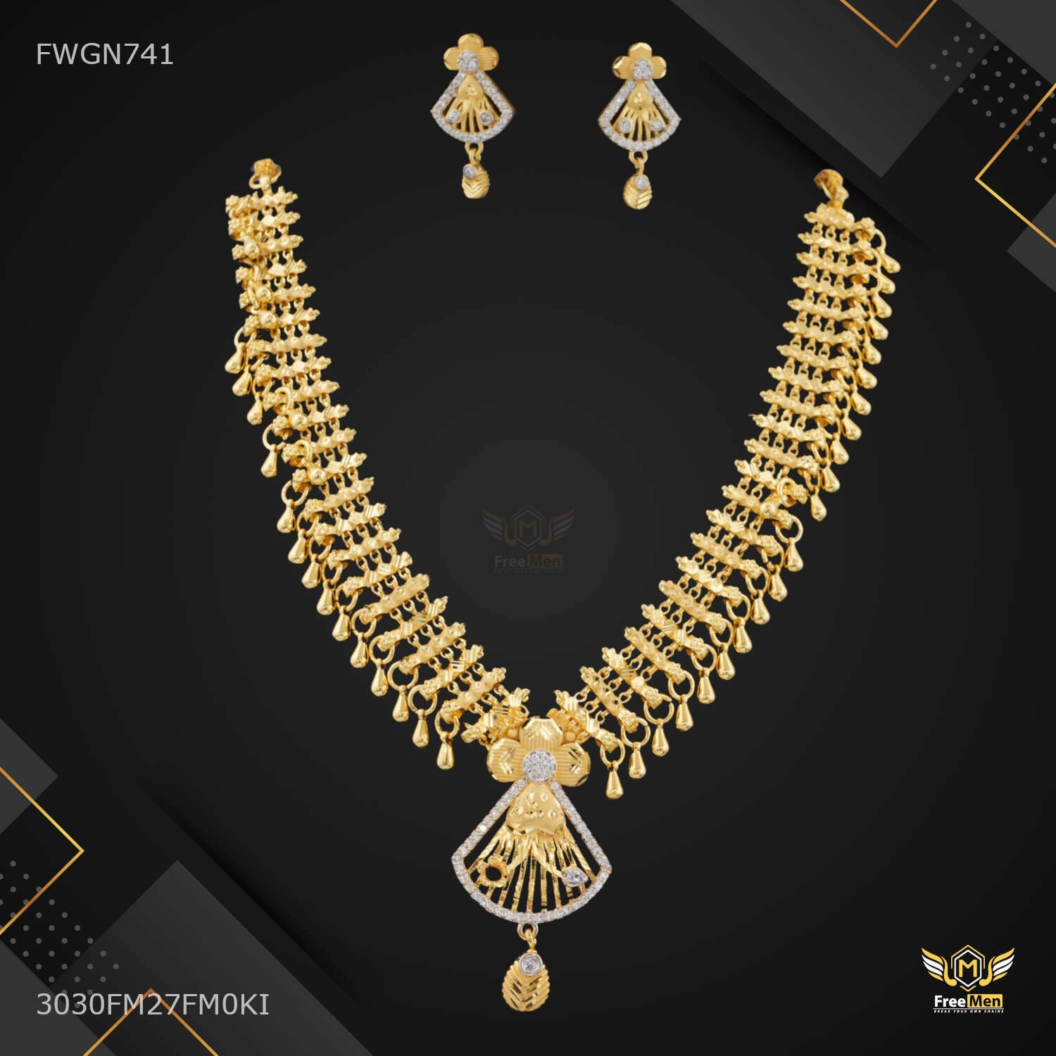 Designer Drop cut Set with Earring for women - FWGN741 Timeless Impression Elegant Gift