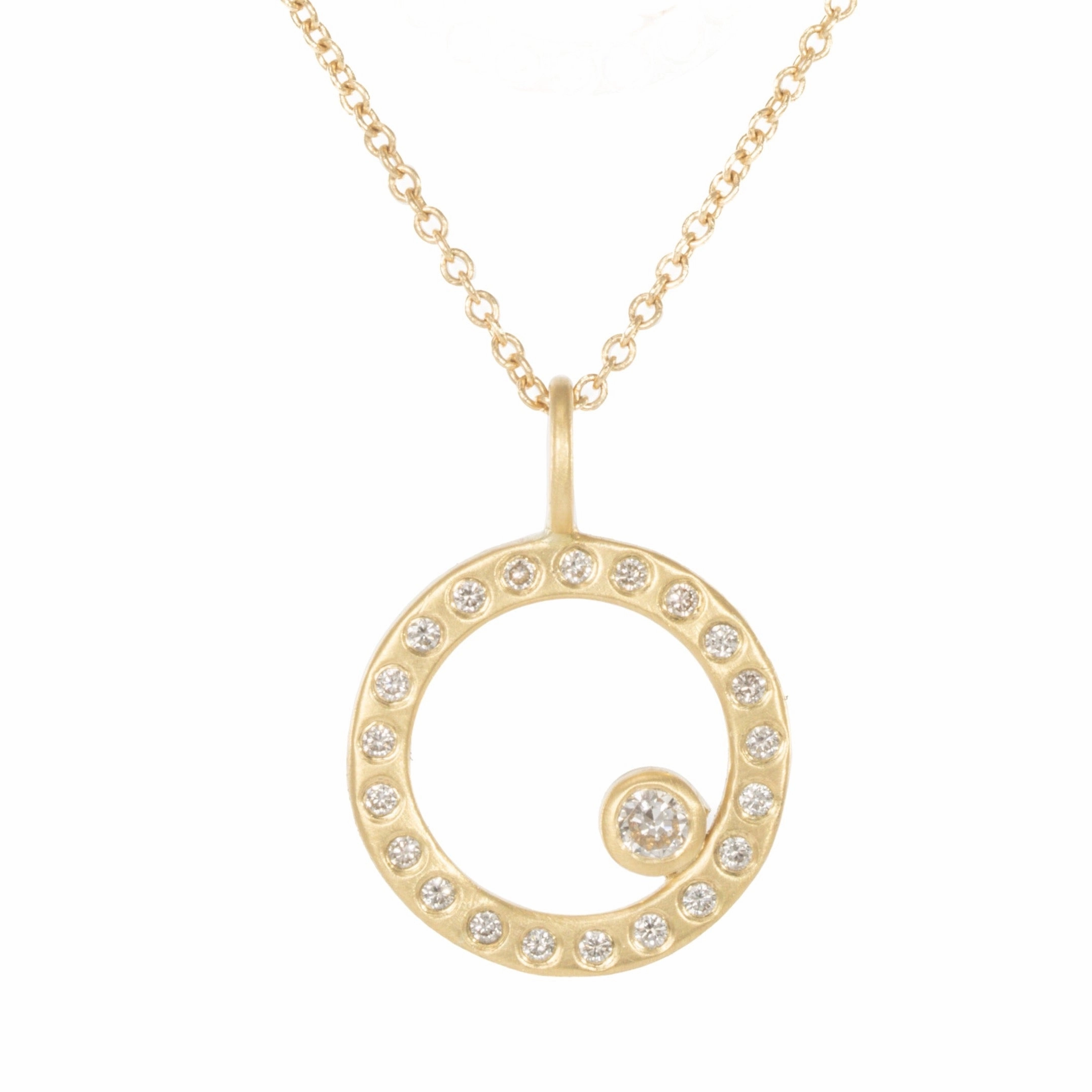 18ky Gold Everyday Scattered Diamond Pendant on 14k Gold Chain - 18k/14k Gold   VS White Diamonds Signature Accent