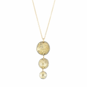 Glam Lookbook Blossom Drop Necklace on 14ky Gold Chain - 22k/14k Gold, Oxidized Silver