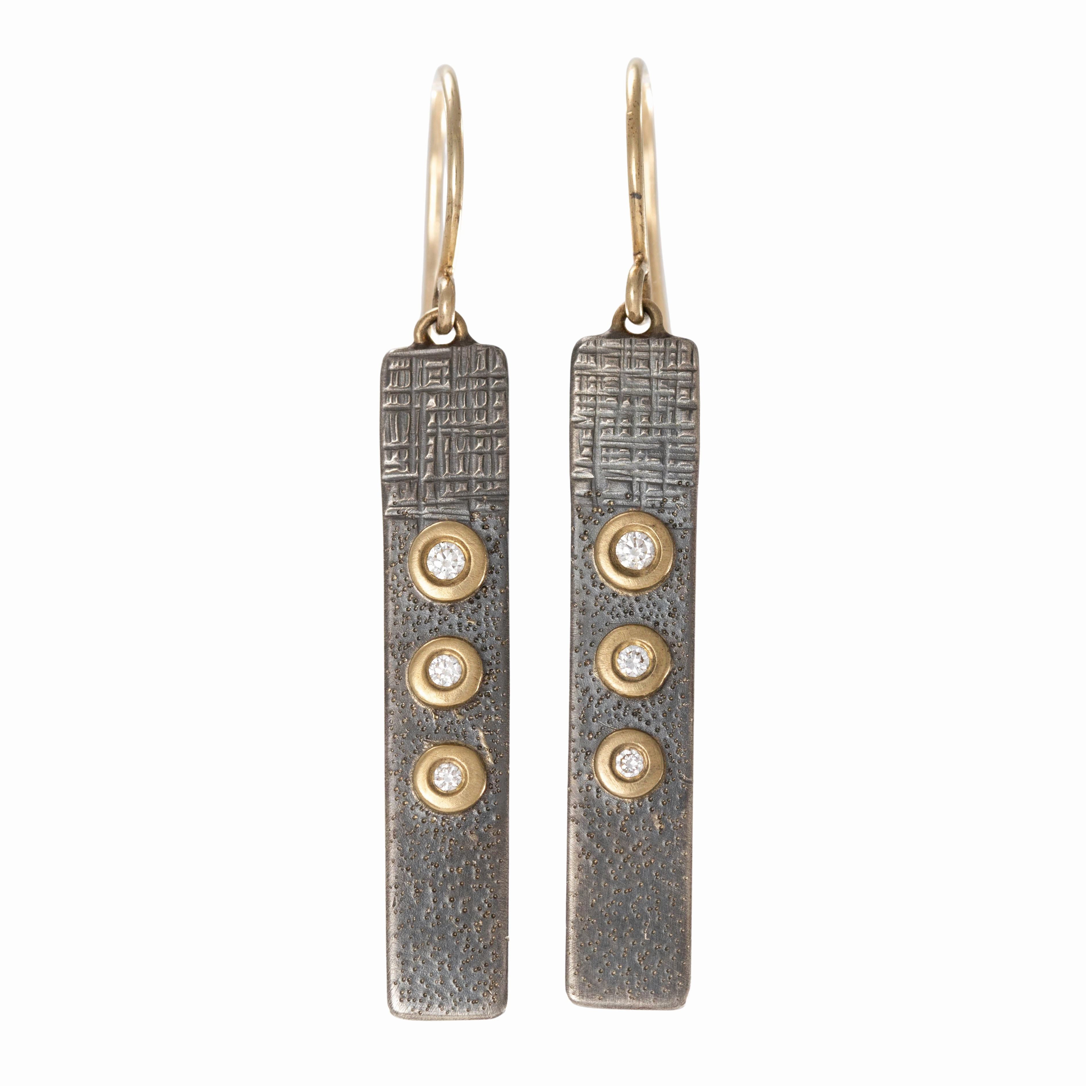 Sunnyside Diamond Earrings - 18k/14k Gold, Oxidized Silver,   VS White Diamonds Sophisticated Vibe