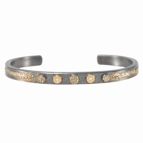 Sunnyside Dusted Diamond Cuff - 22k/18k Gold   Oxidized Silver Lustrous Sparkle