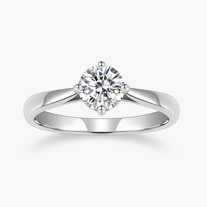 Round Cut Zirconia Solitaire Ring Simple Art