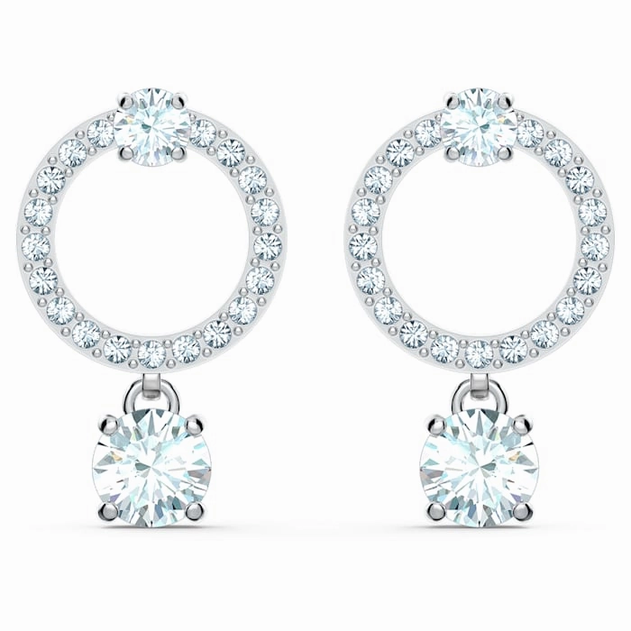 Swarovski Attract earrings Circular, White, Rhodium plated Shining Accent