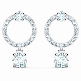 Swarovski Attract earrings Circular, White, Rhodium plated Shining Accent