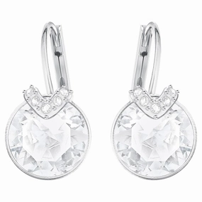 Swarovski Bella V earrings Round, White, Rhodium plated Charming Jewelry Shine