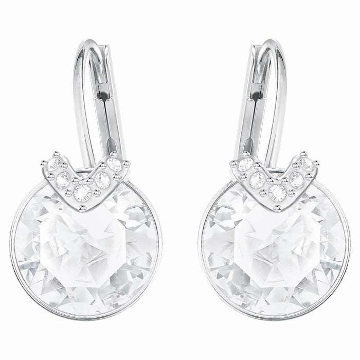 Swarovski Bella V earrings Round, White, Rhodium plated Charming Jewelry Shine