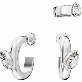 Favorite Accent Elegant Radiance Swarovski Dextera Hoop Earrings with Ear Cuff, Set