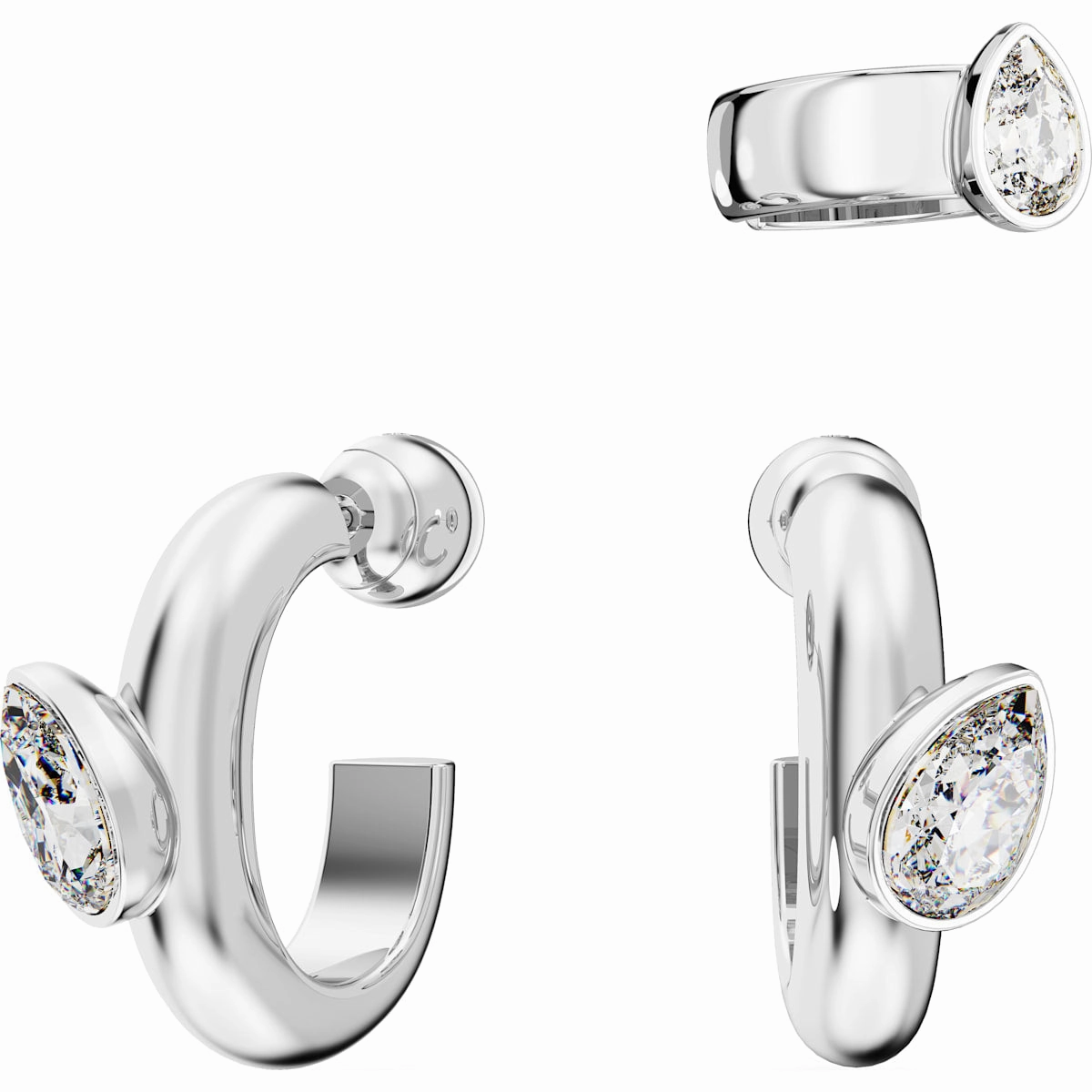Favorite Accent Elegant Radiance Swarovski Dextera Hoop Earrings with Ear Cuff, Set