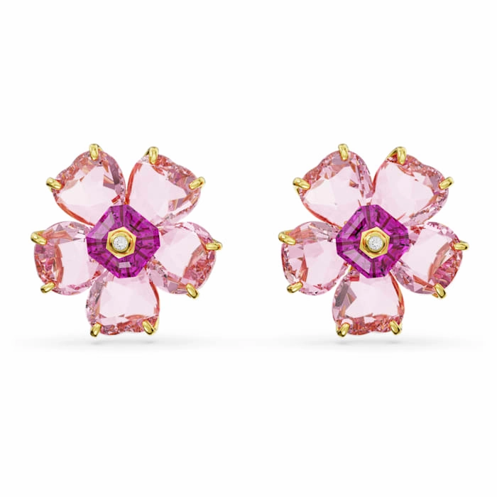 Swarovski Florere Stud Earrings Flower, Pink Party Moment Glam Vibe