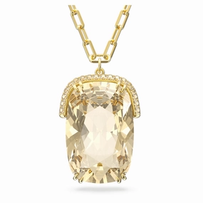 Flirty Accent Swarovski Harmonia pendant, Oversized crystal, Gold tone, Gold-tone plated