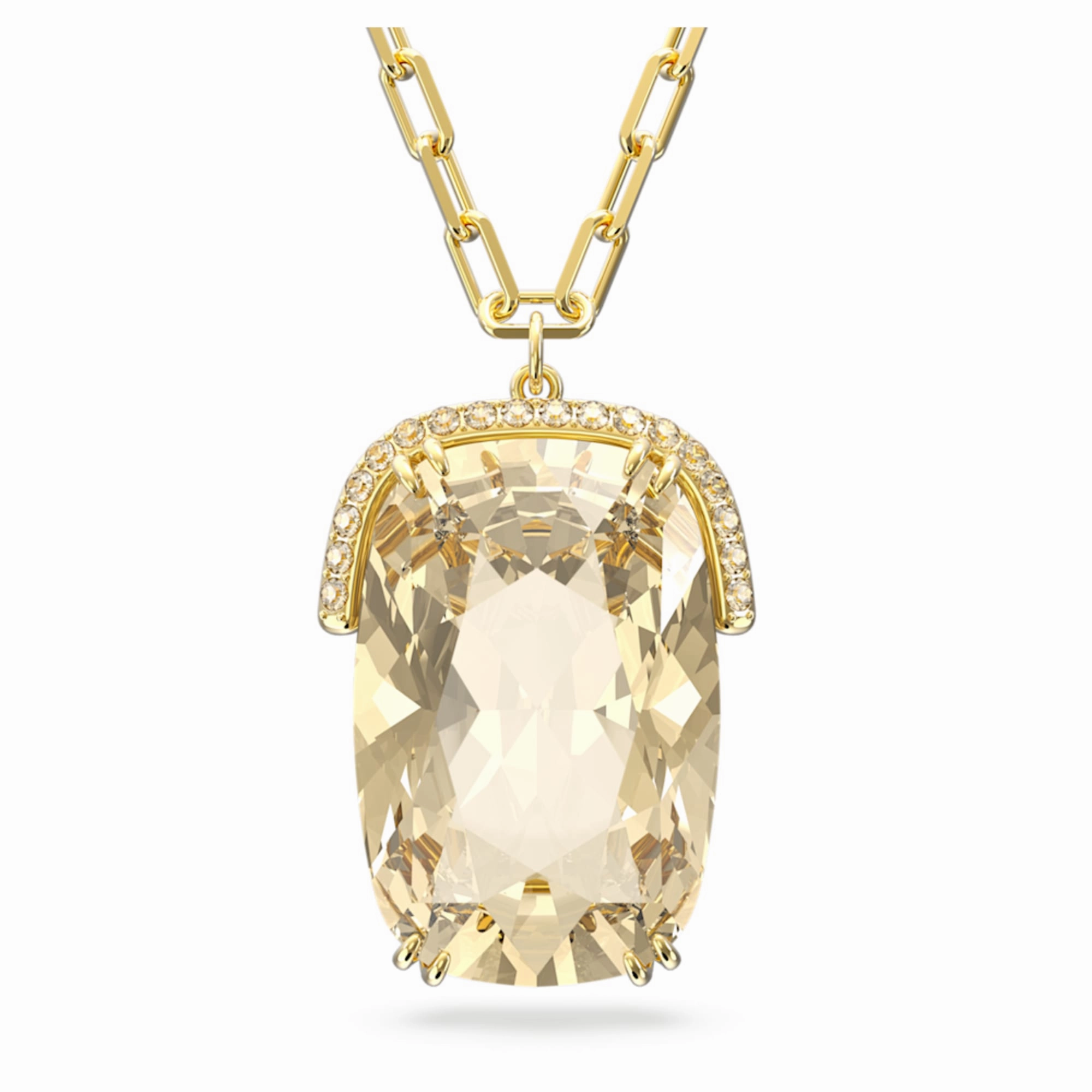 Swarovski Harmonia pendant, Oversized crystal, Gold tone, Gold-tone plated Luminous Edge