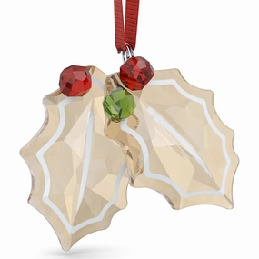 Seasonal Style Gleaming Sparkle Swarovski Holiday Cheers Gingerbread Holly Leaves Ornament