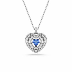 Expressive Feature Pastel Light Swarovski Hyperbola pendant Heart, Blue, Rhodium plated