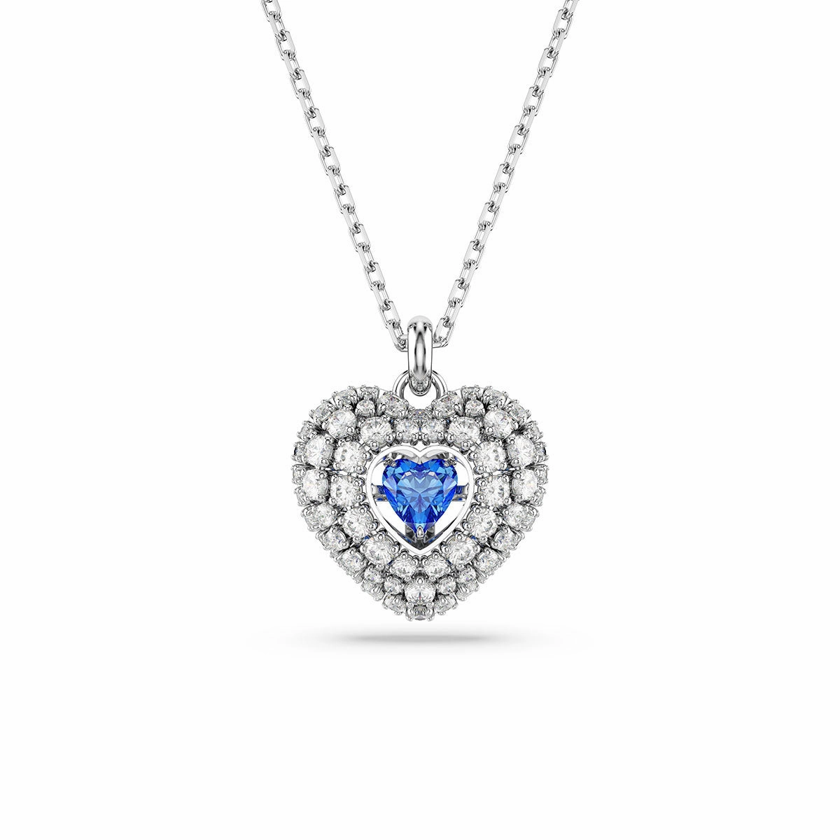 Expressive Feature Pastel Light Swarovski Hyperbola pendant Heart, Blue, Rhodium plated