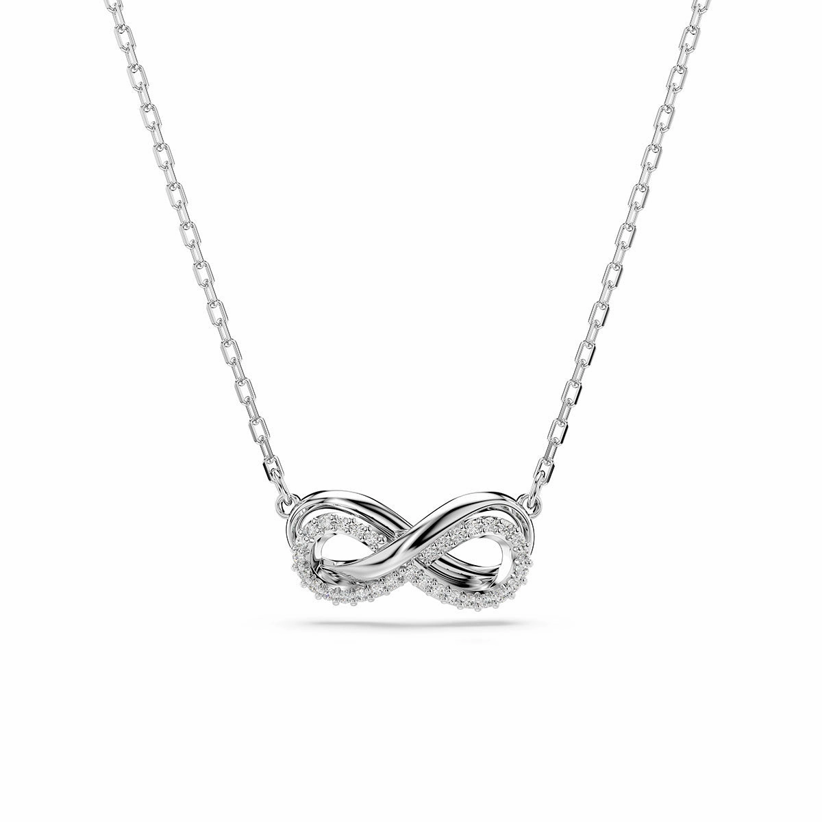 Swarovski Hyperbola pendant Pav??, Infinity, White, Rhodium plated Fashion Accessory Silken Touch
