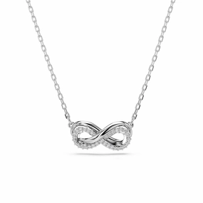 Swarovski Hyperbola pendant Pav??, Infinity, White, Rhodium plated Fashion Accessory Silken Touch