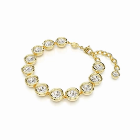 Swarovski Imber bracelet, Round cut, White, Gold-tone plated Shimmer Effect Timeless Charm