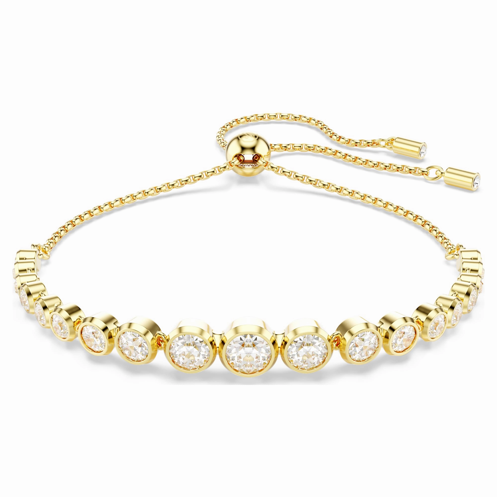 Party Style Luxurious Gem Swarovski Imber Graduated Lariat Bracelet, Gold-Tone