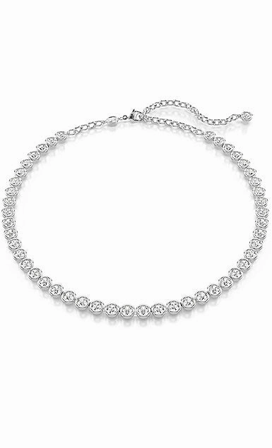 Swarovski Imber Tennis necklace, Round cut, White, Rhodium plated Minimalist Touch Natural Sparkle