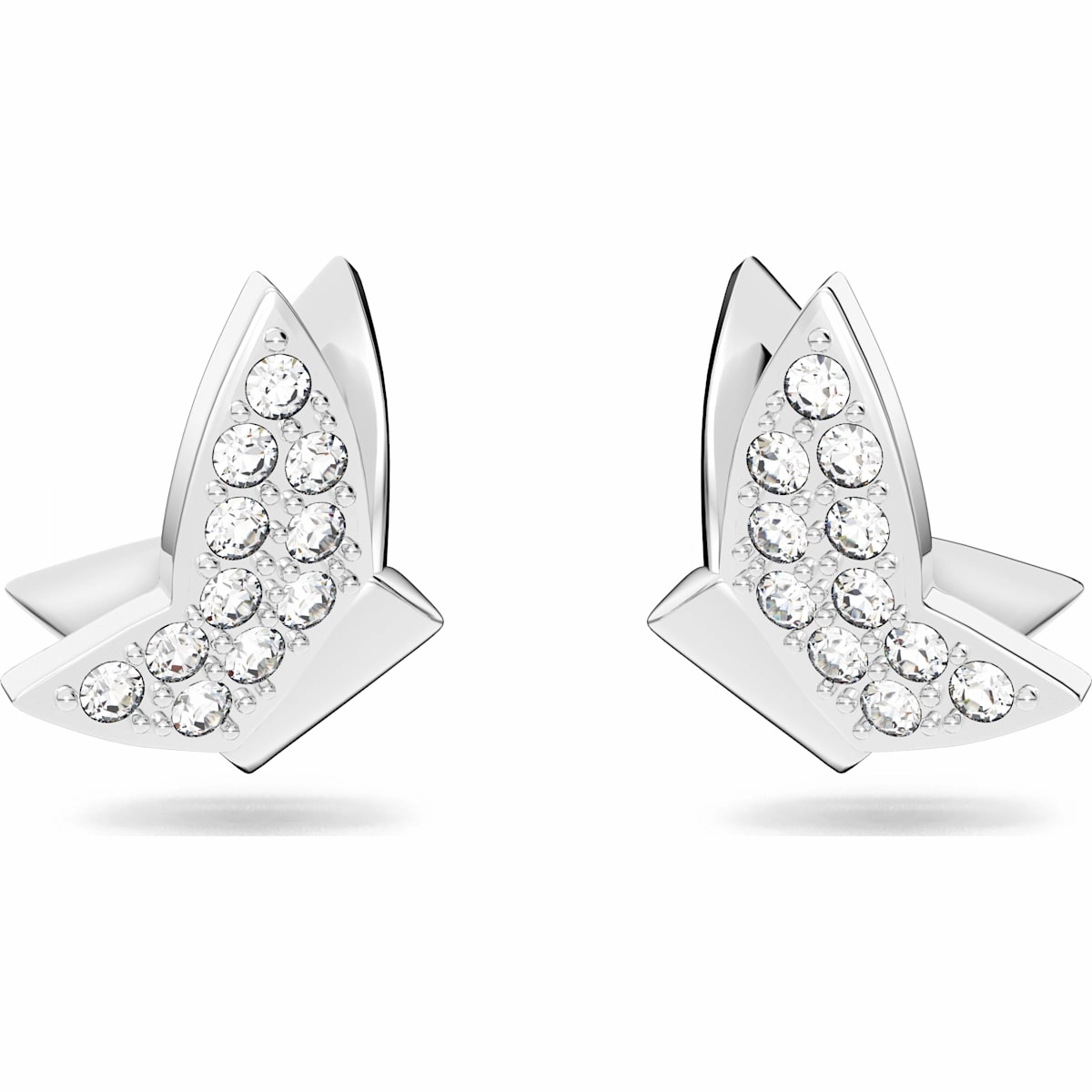 Formal Set Fresh Form Swarovski Lilia stud earrings, Butterfly, White, Rhodium plated