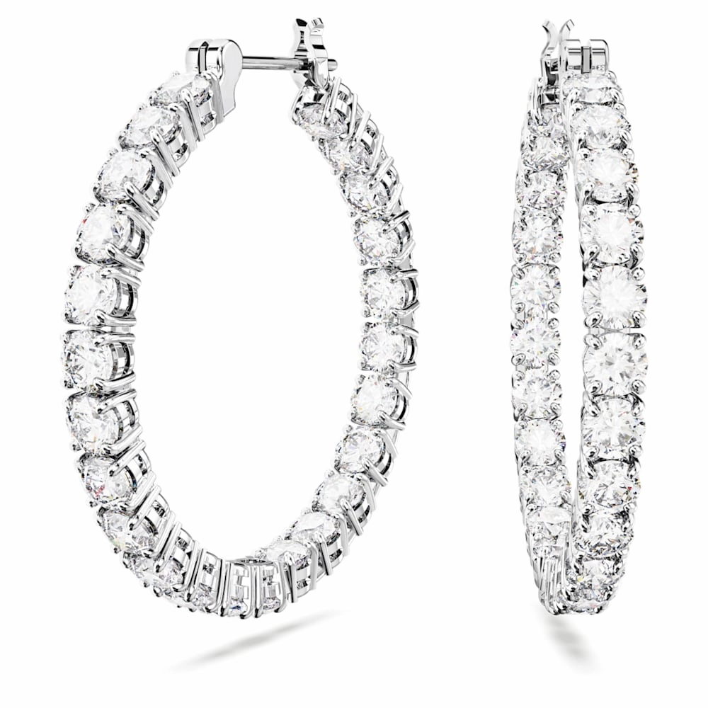 Subdued Sparkle True Shine Swarovski Matrix Hoop Earrings, White