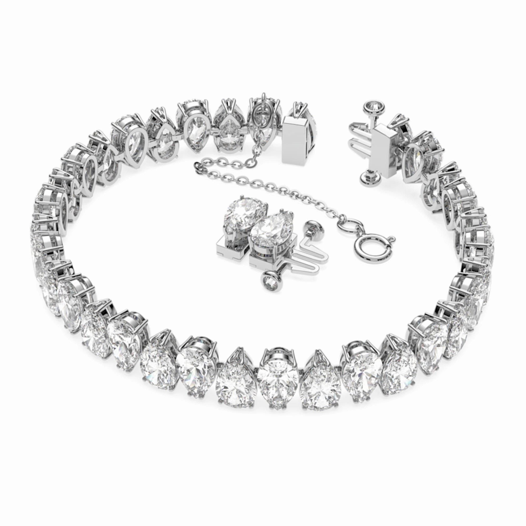 Romantic Design Swarovski Millenia bracelet, Pear cut, White, Rhodium plated