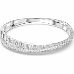 High Class Swarovski Rota Bangle, White, M