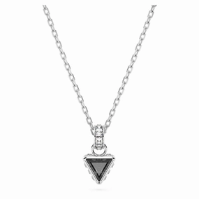 Swarovski Stilla pendant Triangle cut, Gray, Rhodium plated Custom pieces everyday elegance