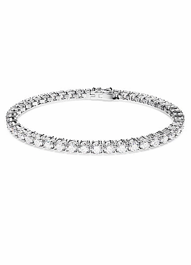 True Accent Polished Style Swarovski Thin Matrix Tennis Bracelet, L