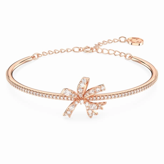Swarovski Volta bangle Bow, White, Rose gold-tone plated Soft Glimmer