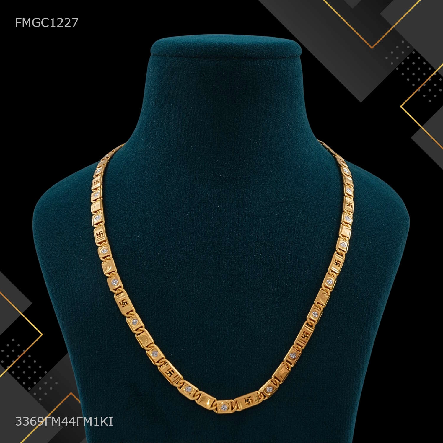 Luxurious Touch Youthful Glow Swastika Rhodium Shini Nawabi gold plated chain For Man - FMGC1227