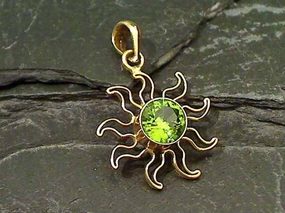 Synthetic Peridot, Alchemia Sun Pendant Delicate Beauty Vivid Finish