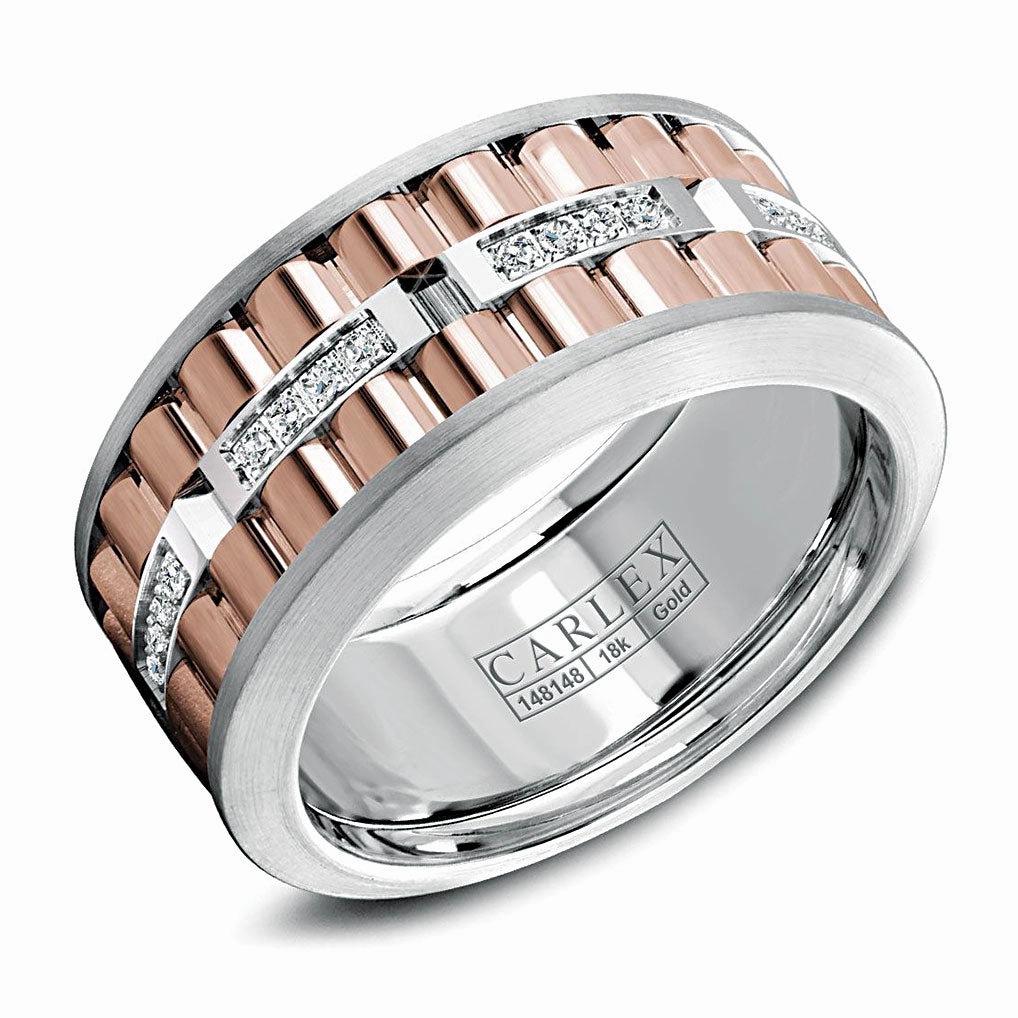 Carlex Anniversary/Eternity Wedding Ring in 18K Rose/White Gold (0.20ctw) Artistic Display Seasonal Spark