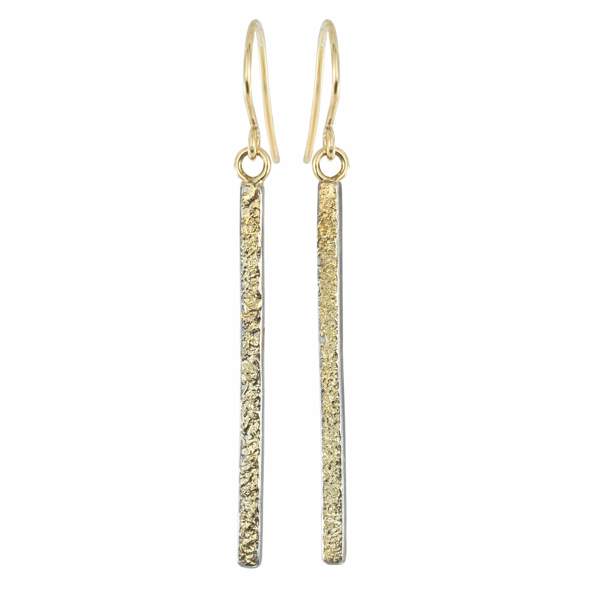Elegant Embellishments Terra Bar Stick Earrings - 22k/18k Gold, Oxidized Silver