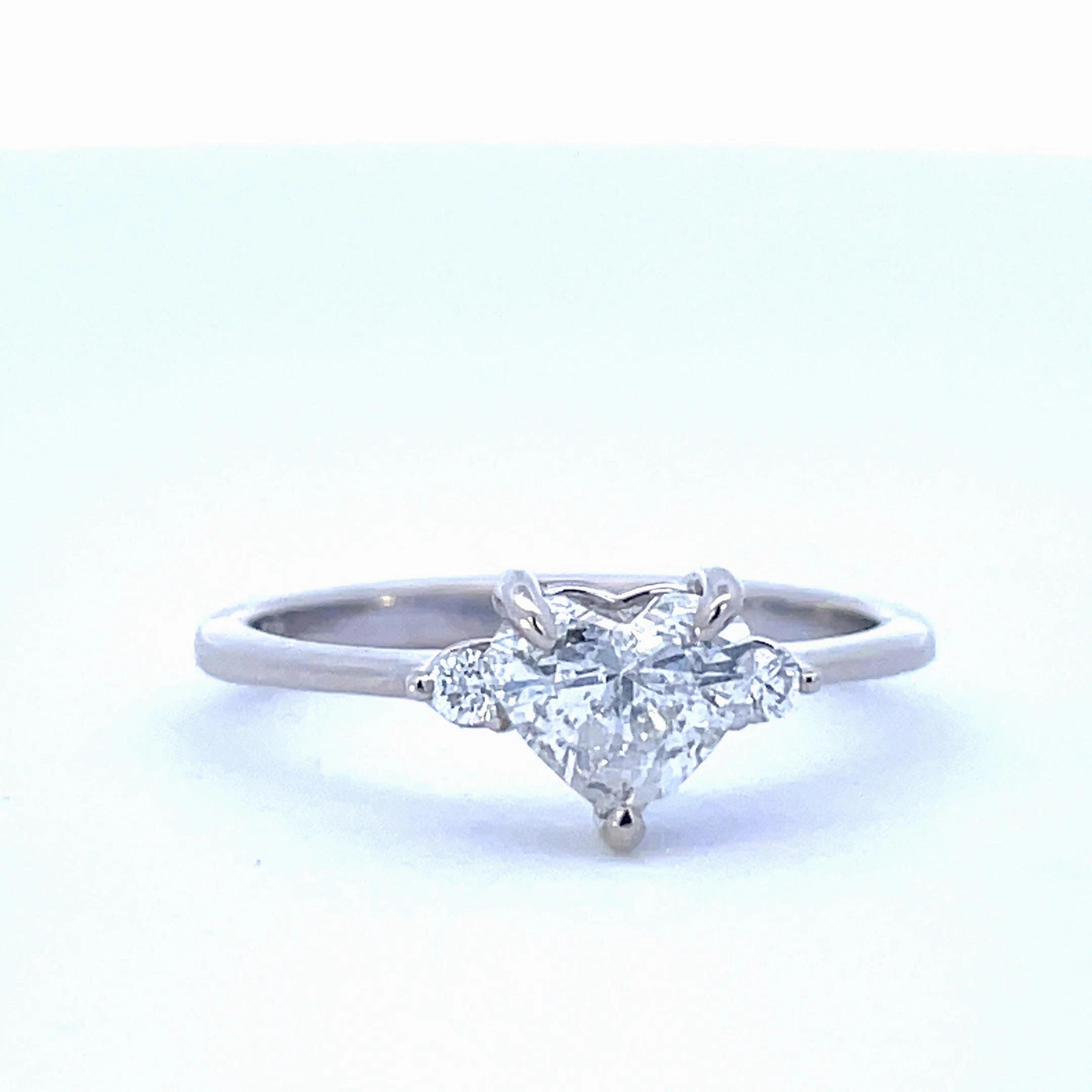 Bespoke' Three Stone Heart Cut Diamond Engagement Ring | 0.92ctw | SZ 6.75 | Layered Mood Vibrant Craft