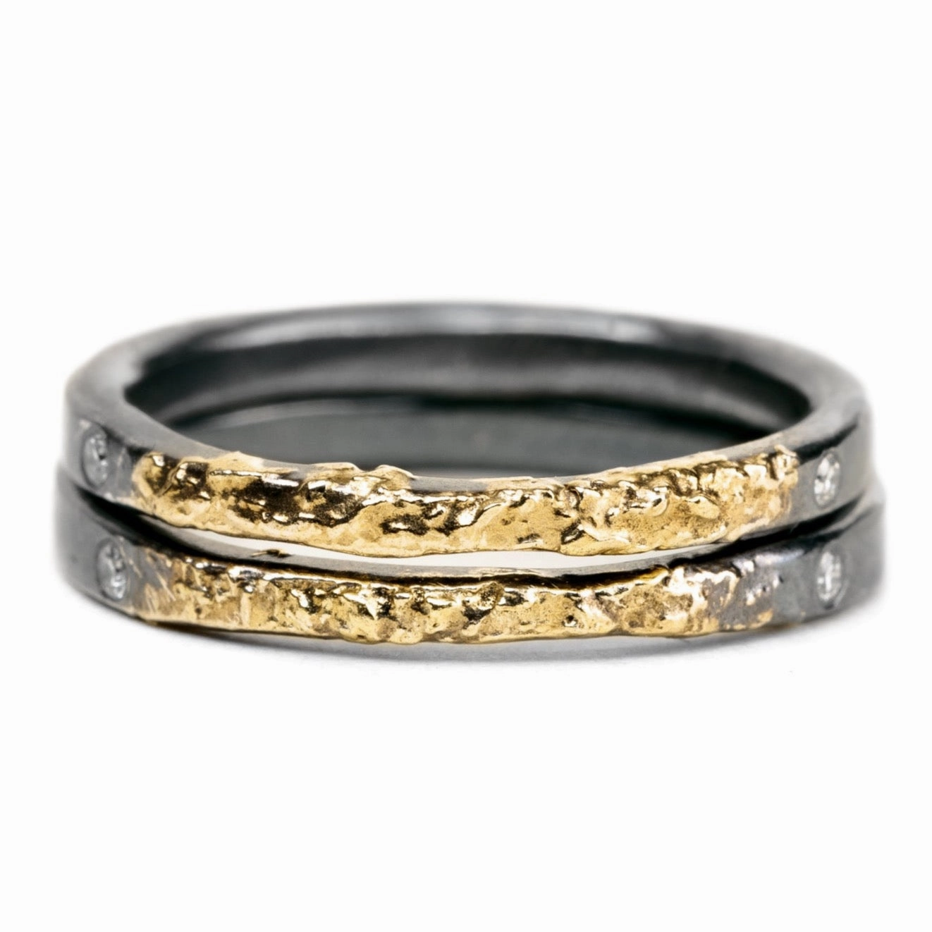 Layering Choice The Jane Stack Rings - 18k Gold, Oxidized Silver   Diamonds
